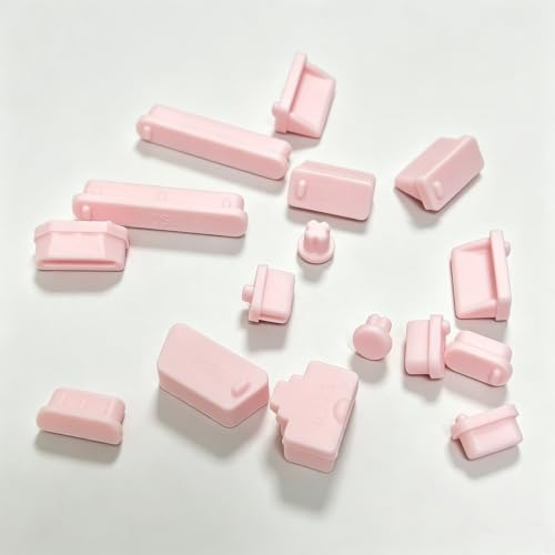 16 Pcs Laptop Dust Plug Set,Silicone USB Port Cover Protector Kit,Pink | 16-Piece Set For RJ45 VGA USB Audio Power HDMI Ports,Soft Silicone,Matte Pink,For Laptop And Desktop Port Protection