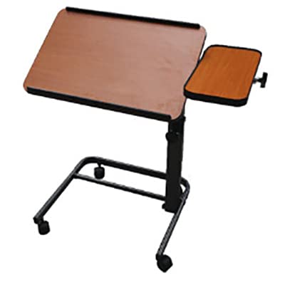 Acrobat Professional Overbed/Laptop Table, Tilting Mast, Height Adjustable with Casters. Split Top and Folds for Easy Storage. U-Shaped Base | Adjustable Table for Bed or Chair - White, adjustable height, foldable, cutout seat, cutout U-shape - color: Che
