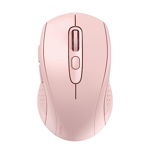 TECKNET 2-in-1 Bluetooth Mouse (BT 5.0/3.0+2.4Ghz), 6-Level 4000 DPI Pink | BT 5.0/3.0 & 2.4G wireless mouse with 4000 DPI, silent clicks, ergonomic design, and USB receiver for laptop and PC. - color: Pink