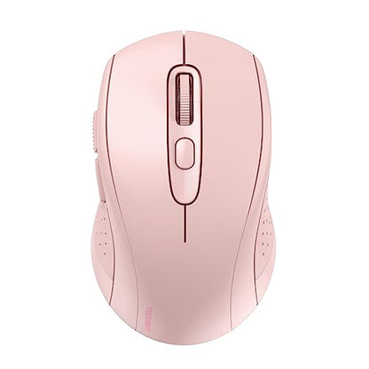 TECKNET 2-in-1 Bluetooth Mouse (BT 5.0/3.0+2.4Ghz), 6-Level 4000 DPI Pink | BT 5.0/3.0 & 2.4G wireless mouse with 4000 DPI, silent clicks, ergonomic design, and USB receiver for laptop and PC. - color: Pink