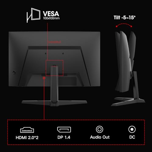 KOORUI 27 Inch Curved Gaming Monitor QHD 180Hz, 1ms 1500R VA Display | 2560×1440 Monitor, Adaptive Sync, 4000:1 Contrast, 90% DCI-P3, Eye Care, HDMI×2 and DP, VESA, FPS & Console Gaming - size: 27inch 180Hz/QHD/Curved
