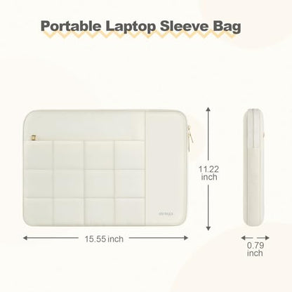 Laptop Case 16 inch,15-15.6 inch Puffy Laptop Sleeve Compatible with MacBook Pro 16 M5 M4 M3 M2 M1,HP Dell Acer ASUS Lenovo Notebook,Twelve Square Quilted Computer Bag with 2 Pockets,Sand - color: Sand, size: 16 inch
