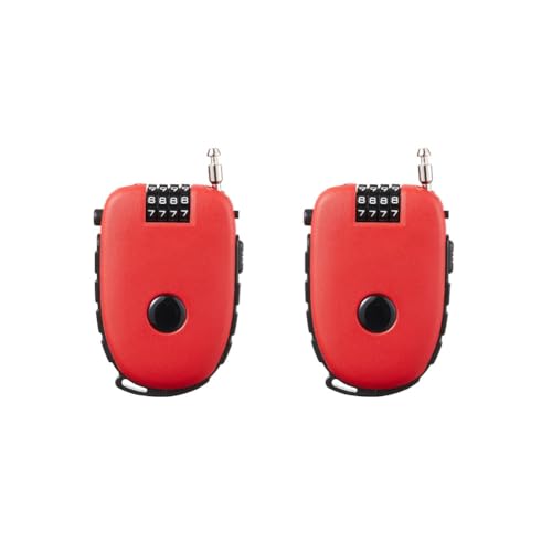 2 Pcs Portable Steel Wire Lock Cable Anti-Theft Telescopic Retractable Combination Security Lock for Bicycle, Trunk, Lockers (Red)