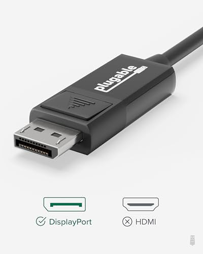 Plugable USB C to DisplayPort Bi Directional Cable 6 feet (1.8m), Up to 4K at 60Hz, USB C DisplayPort Cable - Compatible with Thunderbolt and USB-C - Driverless
