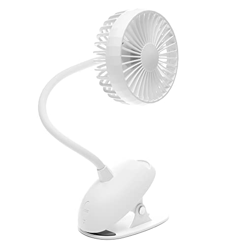 O2COOL Rechargeable USB Battery Clip Fan with Gooseneck 3-Speed