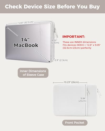 ProCase Laptop Sleeve 14" for MacBook Pro 14 Inch M5/M4/M3/M2/M1 2026-2021 | Slim Travel Sleeve with Soft Plush Lining & Large Front Pocket, Water-Resistant, Also Fit 14" HP Dell Lenovo ASUS Acer - color: Silver, size: 14-inch