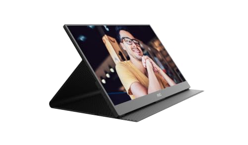 AOC 16" Portable Monitor FHD 60Hz USB-C IPS Ultra Slim Smart Cover 16T20 | 1920×1080 Computer Monitor, USB-C, Mini HDMI, Built-in Speakers, Smart Cover, Ultra Slim, VESA Mount, Low Blue Light - size: 15.6 inch Smart Cover