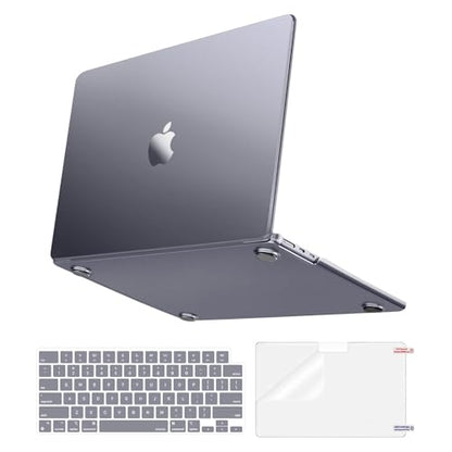 MOSISO Compatible with MacBook Air 15 inch Case M5 M4 M3 M2, Space Gray | 3 in 1 Kit Crack-Resistant&Fingerprints-Resistant Hard Shell Cover for 2026-2023 A3448 A3241 A3114 A294 - color: Space Gray Clear