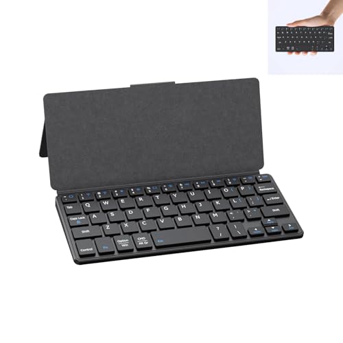 CMARS Mini Bluetooth Keyboard for iPad, Universal Portable Wireless Keyboards with Adjustable 150° Stand & Integrated Protective Cover, Travel Keyboard for iOS/Android/Windows - Black