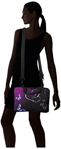 iColor Purple Butterflies Canvas Laptop Carrying Shoulder Sleeve Case Protective Bag Briefcase Fits 11.6 12 12.9 13 13.3 Inches Laptop Ultrabook Netbook CSH-05 - color: Csh-05
