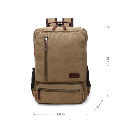 Executive Canvas Backpack for Heavy Duty Notebook Travel, Khaki