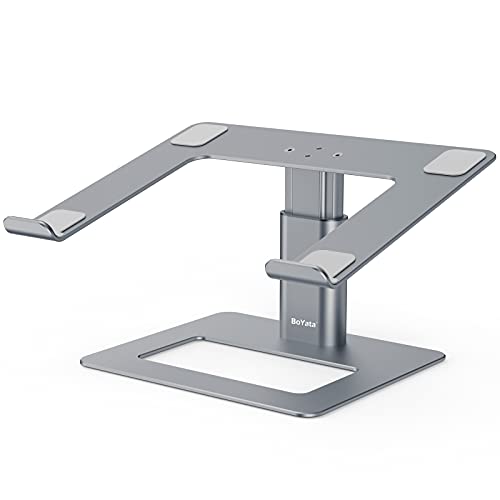 BoYata Laptop Stand, Ergonomic Aluminum Height Adjustable Computer Stand Laptop Holder for Desk, Compatible with MacBook Pro/Air, Dell, Lenovo, HP, Samsung, More Laptops 11-17" - color: Grey