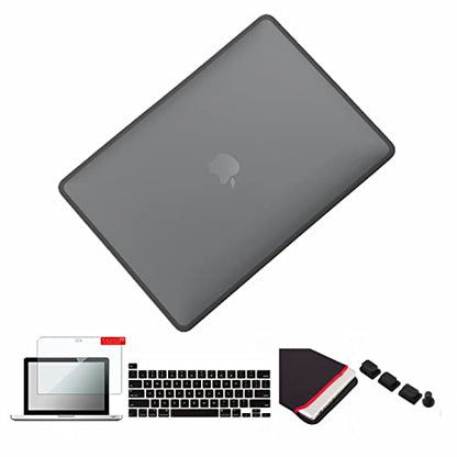 Se7enline Compatible with MacBook Pro Case 13 inch 2024/2023/2022/2021/2020 M1/M2 A2338/A2251/A2289 TPU+PC Laptop Hard Shell Cover with Sleeve Bag&Keyboard Skin&Screen Protector&Dust Plug,Black&Black - color: Black&Black, size: 13 inch (2020-Now Version)