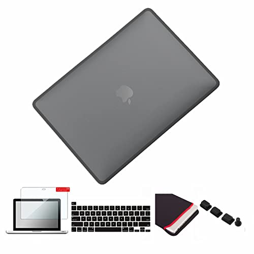 Se7enline Compatible with MacBook Pro Case 13 inch 2024/2023/2022/2021/2020 M1/M2 A2338/A2251/A2289 TPU+PC Laptop Hard Shell Cover with Sleeve Bag&Keyboard Skin&Screen Protector&Dust Plug,Black&Black - color: Black&Black, size: 13 inch (2020-Now Version)