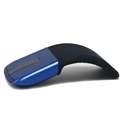 Bluetooth Arc Touch Travel Mouse Foldable Slim and Portable Mini Wireless Computer Mouse Folding Optical Mice for Microsoft Laptop Notebook Tablet - Black & Blue - color: Bluetooth-Blue