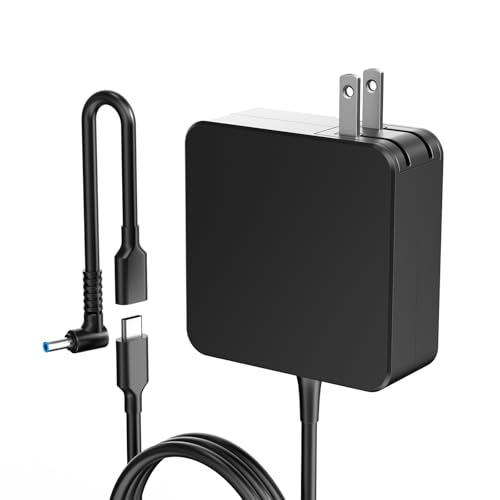 65W Laptop Charger Replacement for HP, USB-C & 4.5mm Blue Tip | Fast Charging for EliteBook, ProBook, OmniBook, Stream, Spectre, Pavilion, Envy, Chromebook Power Supply with 6FT Cord