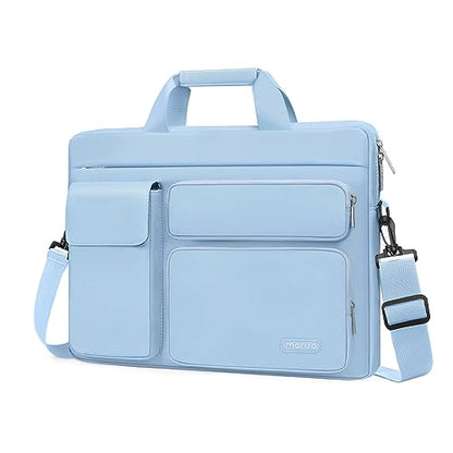 MOSISO Laptop Shoulder Bag 16 inch, 15-15.6 inch Computer Bag | Compatible with MacBook Pro 16 inch, HP, Dell, Lenovo with 2 Raised&1 Flapover&1 Horizontal Pocket&Handle&Belt, Airy Blue - color: Airy Blue, size: 16 inch
