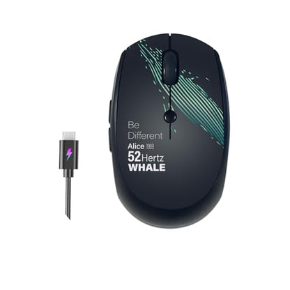 Wireless Mouse (Bluetooth+2.4G) Rechargeable Portable Silent Computer Mouse with Quiet Click and 3 DPI for Laptop/PC/Mac/MacBook/Chromebook/Surface Pro/iPad/Tablet (Whale1) - color: Whale1