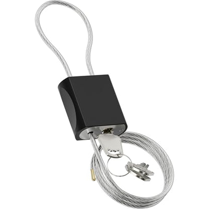 Cable Padlock Free Adjustable Lock 3 Keys, 3.28ft/1m Black | Steel Cable 1/6"(4mm)Diameter, Lock & Secure, Weatherproof for Bikes, Lockers, Gate, Fence, Shed, Outdoor Equipment etc - color: Black- 3.28ft(1m)