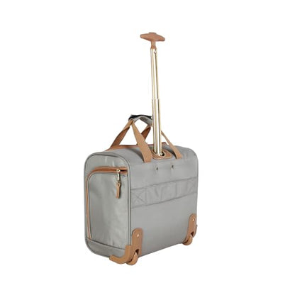 Steve Madden Designer 15 Inch Carry on Suitcase- Small Weekender Overnight Business Travel Luggage- Lightweight 2- Rolling Spinner Wheels Under Seat Bag for Women (Harlo Gray) - color: Harlo Gray