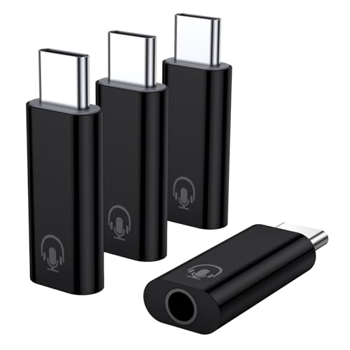 Fidioto 4 Pack USB C to 3.5mm Jack Audio Adapter, USB C to Headphone Jack Adapter Compatible with iPhone17/ 16 Plus 17/16 Pro Max/Samsung Galaxy/Ultra/iPad Pro/MacBook/Pixel (Black) - color: 4pack-Black