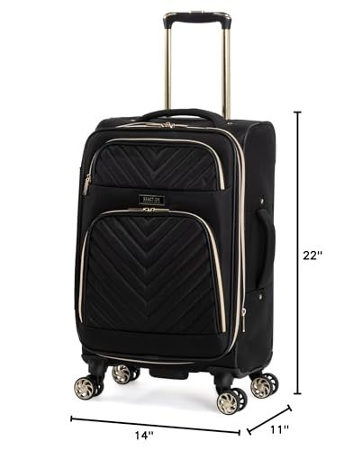 Kenneth Cole REACTION Chelsea Chevron Quilted Luggage, Black, 20-Inch Carry On - color: Black, size: 20-Inch Carry On