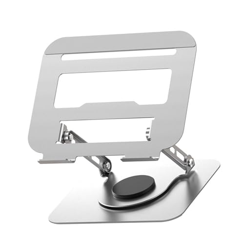 Laptop Bracket Tablet Multifunctional Desktop Lazy 360 Degree Rotation Foldable Stand Ergonomic Adjustable Notebook Holder - color: Silver