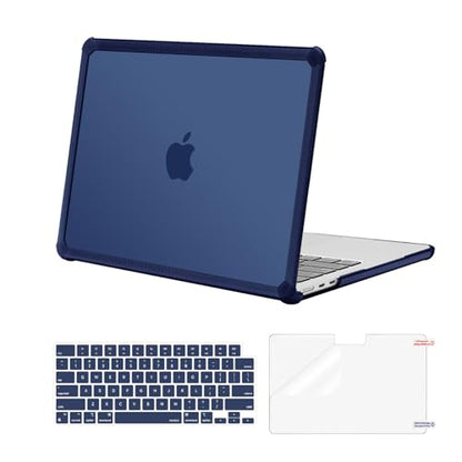 MOSISO Compatible with MacBook Air 13 inch Case M5 2026 M4 M3 M2 2025-2022 | A3449 A3240 A3113 A2681, 3 in 1 Kit Crack-Resistant Heavy Duty Protective Hard Shell Case Cover with TPU Bumper, Navy Blue - color: Navy Blue