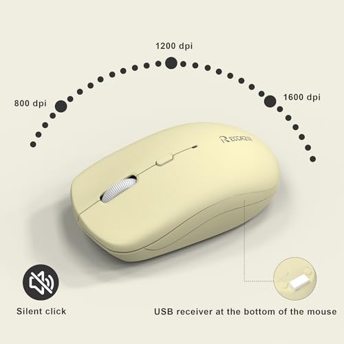 Wireless Keyboard and Mouse Combo, Full-Sized Wireless Keyboard and Adjustable DPI Mouse, 2.4GHz USB Receiver, Silent Keyboard and Mouse for PC, Windows, MAC, Desktop, Laptop (Canary Yellow-B) - color: Canary Yellow-B