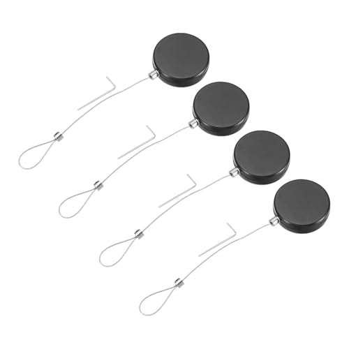 MECCANIXITY 3.3ft Retractable Cable Lock with Latch Remote Control Security Locks with Adjustable Cord Tether Anti Theft for Laptop, TV, 150 G, Black, 4 Pack - color: Black