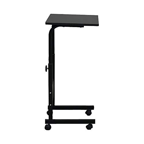 Karl home Mobile Side Table 31.5 inch Computer Desk with Wheels, Black | Height Adjustable Rolling Potable Laptop Cart, C-Shaped Bed Couch Sofa End Tables with Edge Stopper for Livingroom Bedroom - color: Black, size: 31.5"+No Power Sockets