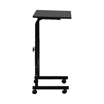 Karl home Mobile Side Table 31.5 inch Computer Desk with Wheels, Black | Height Adjustable Rolling Potable Laptop Cart, C-Shaped Bed Couch Sofa End Tables with Edge Stopper for Livingroom Bedroom - color: Black, size: 31.5"+No Power Sockets