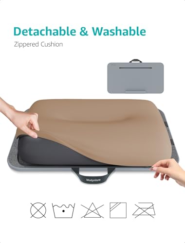 Istudyniture Lap Desk | Portable Laptop Desk & Stand – Fits Up to 17 inch – Washable Cushion, Built-in Phone Holder – for Bed, Couch, Sofa, Floor – Writing, Reading, Home Office – Large, Coffee - color: Coffee