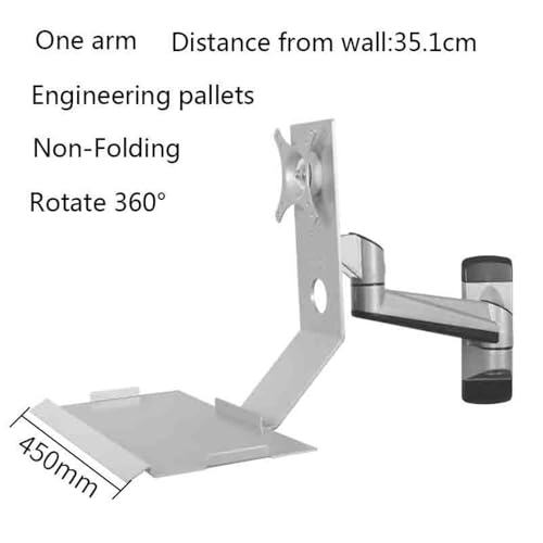 Monitor Stand- Silver Single Arm Monitor Stand with Engineering Tray Non-Folding Single Screen Adjustable Desk Mount
