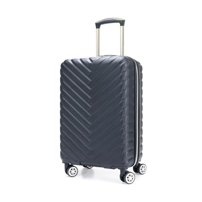 Kenneth Cole REACTION Madison Square Lightweight Hardside Chevron Expandable Spinner Luggage, Black, 20-Inch Carry On - color: Black, size: 20-Inch Carry On