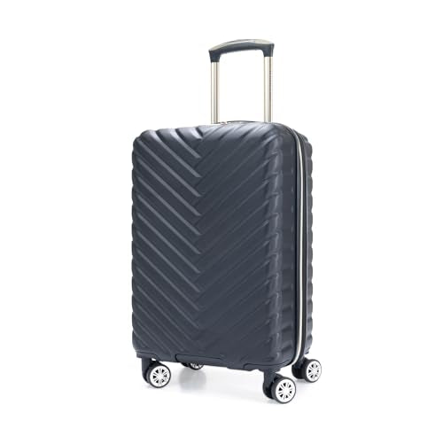 Kenneth Cole REACTION Madison Square Lightweight Hardside Chevron Expandable Spinner Luggage, Black, 2-Piece (20" Carry On + Tote) - color: Black, size: 2-Piece (20" Carry On + Tote)
