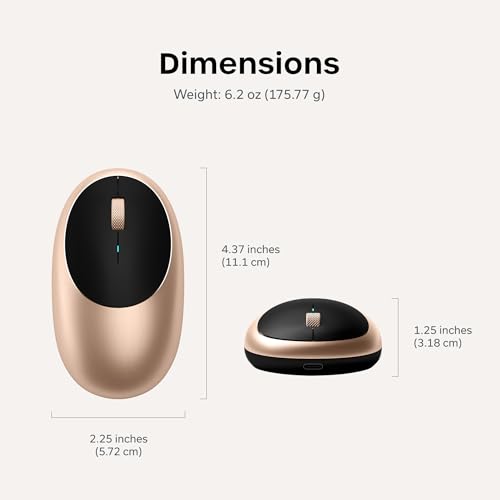 Satechi M1 Wireless Bluetooth Mouse, USB-C Rechargeable, Compact & Portable, for MacBook Air/Pro/Neo, iPad Air/Pro, iPad mini, Mac mini, iMac & Windows - Gold - color: Gold