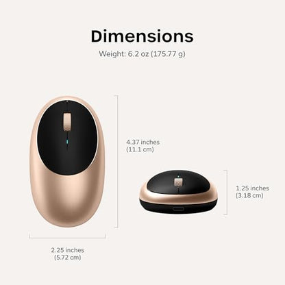 Satechi M1 Wireless Bluetooth Mouse, USB-C Rechargeable, Compact & Portable, for MacBook Air/Pro/Neo, iPad Air/Pro, iPad mini, Mac mini, iMac & Windows - Gold - color: Gold