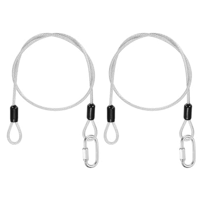 PATIKIL Security Cable Lock (1/8" Dia 3.3ft, Clear)(2 Set) Vinyl Coated 304 Stainless Steel Double Loop Flexible Wire Rope Safety Cable with Quick Links Locking Connectors - color: Clear, size: 3.3ft x 1/8"