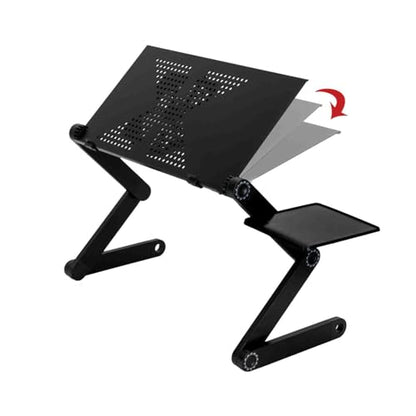 Portable Laptop Stand for Bed Lap Desk Lightweight Folding Bed Desk with Built-in Cooling Fans and Mouse Pad Tray 360-Degree Rotation Bed Table with Adjustable Height & Tilt for Bed, Table, Black