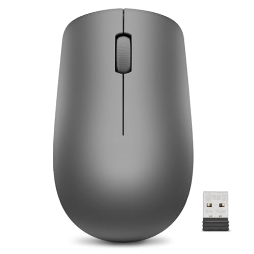 Lenovo 530 Full Size Wireless Computer Mouse for PC, Laptop, Computer with Windows - 2.4 GHz Nano USB Receiver - Ambidextrous Design - 12 Months Battery Life - Graphite Grey - color: Graphite Grey
