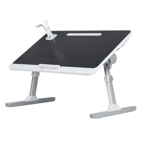 Laptop Bed Tray Table, Height Angle Adjustable Laptop Bed Stand Portable Lap Desk with Foldable Legs USB Fan Small Light for Kids Adult Foldable Lap Tablet Table for Sofa Couch Black - color: Black