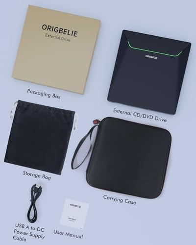 New External CD DVD Drive with Ethernet Adapter USB 3.0 Hub & Carrying Case | 3 USB & 2 TF/SD Card Ports, CD DVD Burner Player Reader Writer Optical Disc Drive for Laptop MacBook PC Windows Linux Mac OS - size: 6.1" x 5.8" x 0.68"