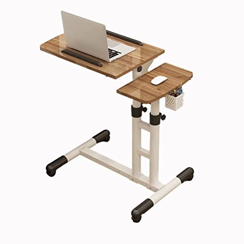 Overbed Table Overbed Table Portable Desk for Laptop with Wheels Adjustable Height Tilt Top and Mobile Rolling Stand Tilting Overbed Table Tray Bed Sofa Side - color: Brown