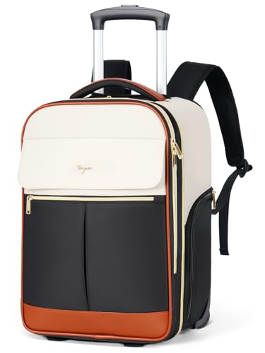 Rolling Backpack for Women, Large Travel Backpack with Wheels | 15.6 Inch Laptop Wheeled Roller Bag Suitcase Carry on Flight Approved for Work Bussiness Weekender (Beige,M Underseat Size) - color: Beige, size: M (Underseat)