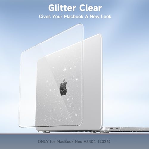 Glitter Case Compatible with MacBook Neo 13 inch Laptop 2026 (Model A3404), Scratch Resistant Protective Hard Shell Cover, Glitter Clear - color: Glitter Clear