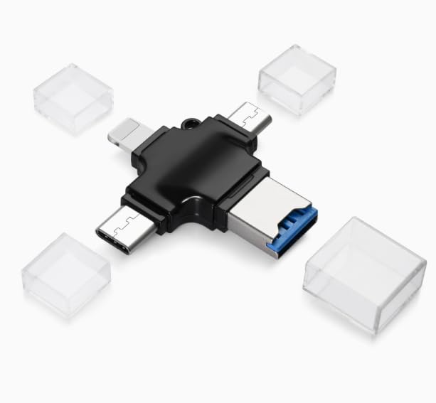 Diymore 4 in 1 USB 3.0 and USB-C to SD Card Reader Adapter, High-Speed Data Transfer for MacBook Pro, iPad Pro, Samsung Notebook, Dell XPS