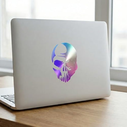 2 Pieces Fluorescent Neon Green Cross & Buddha, Skull Car Decal, Safety Religious Spiritual Stickers for SUV, Windows, Motorcycles, Skateboard Christian Night Visibility Hide Scratches (Skull A) - color: Skull a