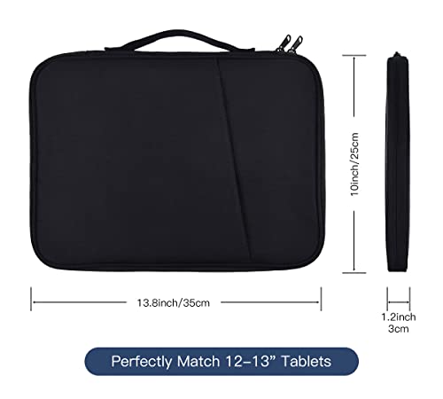 12-12.9 Inch Tablet Sleeve Bag for 12.4" Samsung Galaxy Tab S10+ S9+ Plus/S8+/S7+ Plus/S7 FE,13" iPad Air M4 M3 M2/iPad Pro M5 M4/Pro 12.9"/Microsoft Surface Go 2 12.4"/Pro 11 10 Carrying Case-Black - color: Black, size: 12.9 Inch