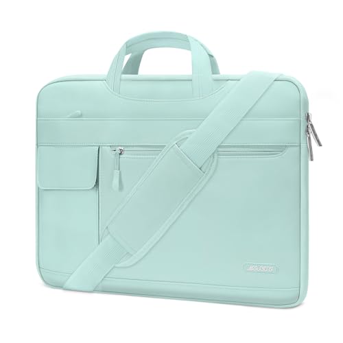 MOSISO Laptop Shoulder Bag Compatible with MacBook Air/Pro,13-13.3 inch Notebook,Compatible with MacBook Pro 14 inch M5 M4 M3 M2 M1 2026-2021,Polyester Flapover Briefcase Sleeve Case, Mint Green - color: Mint Green, size: 13.3 inch